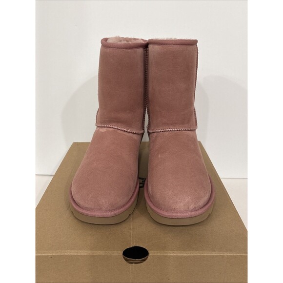 Women's UGG Boots Sz 8 Classic Short Pink Dawn PDW w/ Box Suede Wool Shearling - Picture 9 of 16